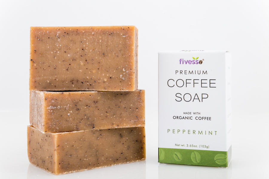 Peppermint - Premium Coffee Soap Bar (Pack of 3 Bars)